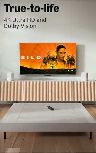 TV displaying a show with 4K Ultra HD and Dolby Vision