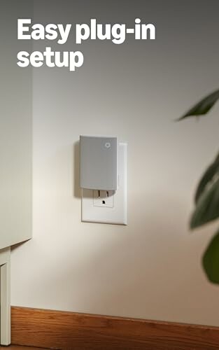 Device plugged into wall outlet with text 'Easy plug-in setup'