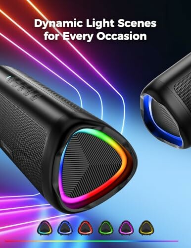 Portable Bluetooth speaker with dynamic light scenes and neon lights.