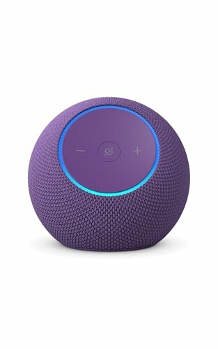 Purple smart speaker with control buttons.