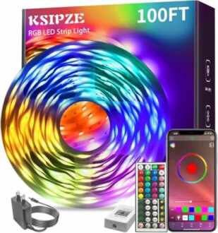 RGB LED strip light kit with smartphone control and remote