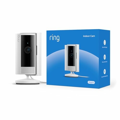 Ring Indoor Cam next to its packaging box.