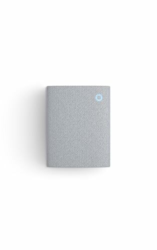 Smart speaker with blue light on white background