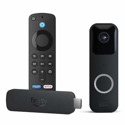 Streaming stick, remote control, and security camera. Experience cinematic entertainment and advanced home security, all in one convenient bundle!