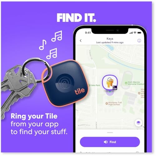Tile key finder app showing location on smartphone.