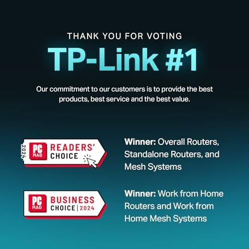TP-Link awarded #1 by PC Mag for routers and mesh systems.