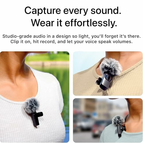 Wireless microphone clipped on clothing